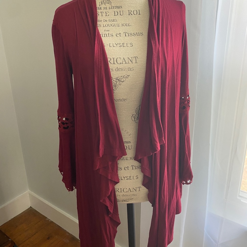 Red cardigan